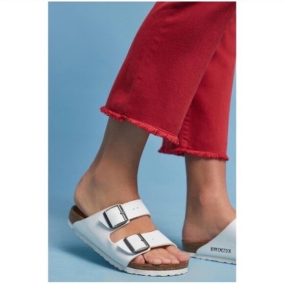 Anthropologie Pilcro and the Letterpress Coral Red Script Faded Crop Raw Hem 30 - Picture 5 of 16